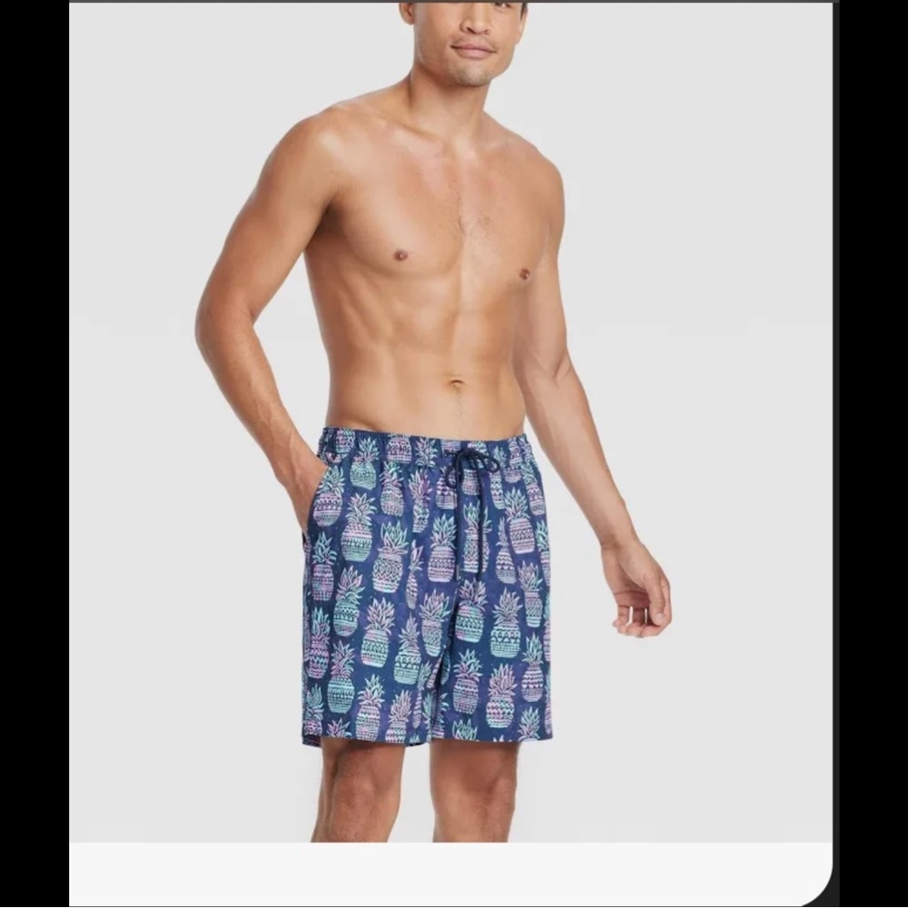 Goodfellow Size  L Men's Swim Trunks Print Shorts Zip Pocket
